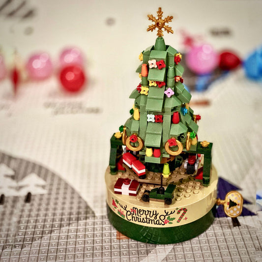 DIY Christmas Tree Bricks Rotating Music Box