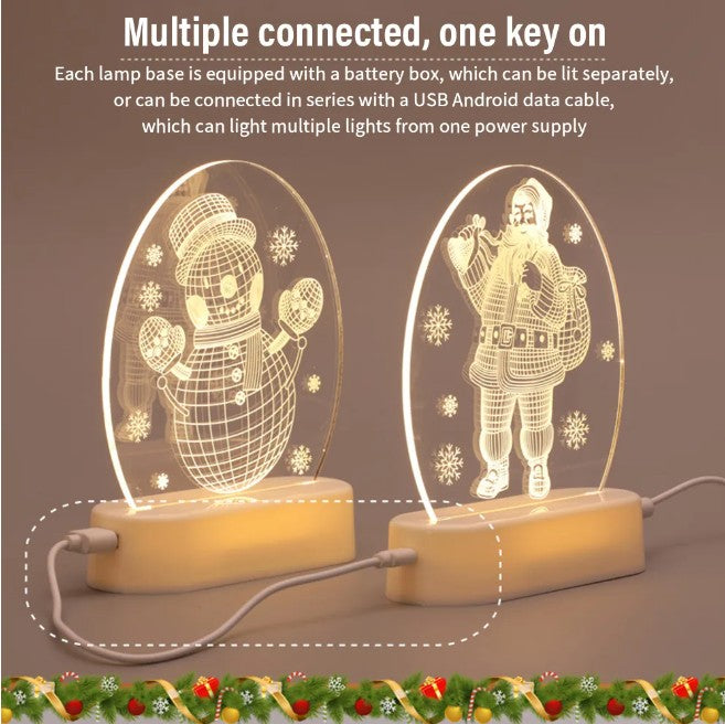 LED Lights 3D Acrylic Christmas Decorations