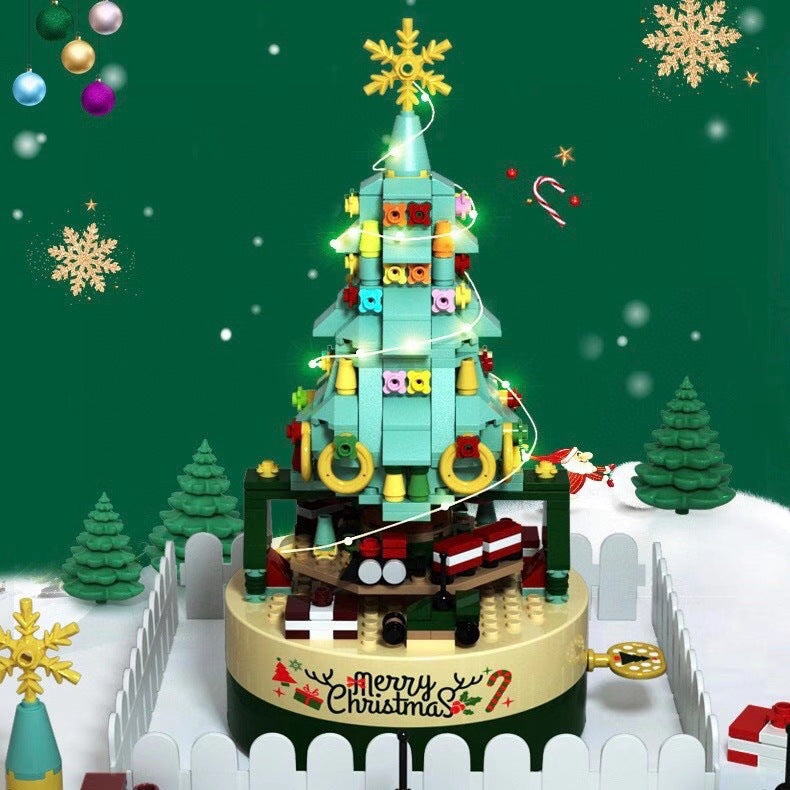 DIY Christmas Tree Bricks Rotating Music Box