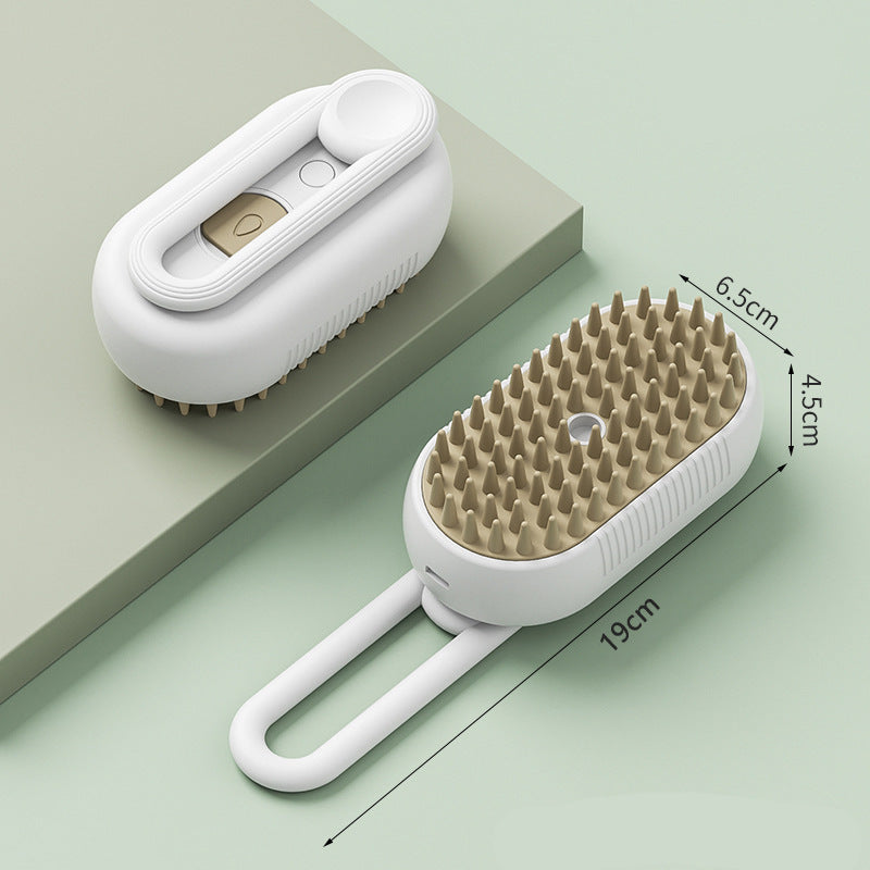 White grooming brush with bristles on a green background