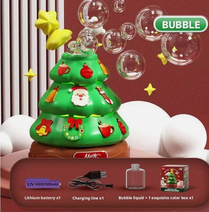 DIY Christmas Tree Bubble Machine with Rotating Music Box and Lights
